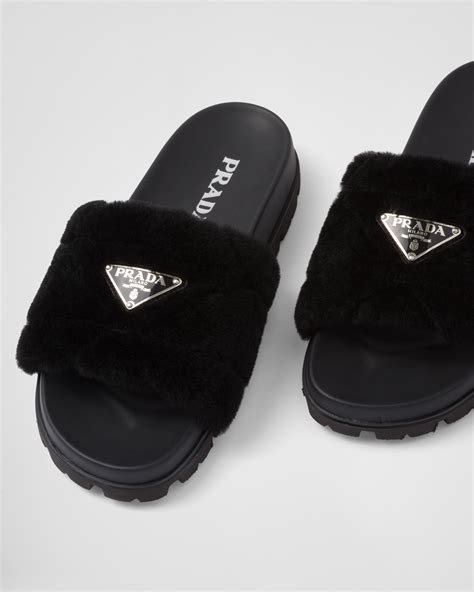 Prada shearling slides